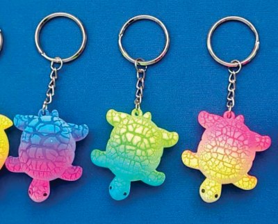 KEY CHAIN CRACKED NEON RAINBOW - BIG TURTLE