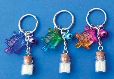 KEY CHAIN MINI SAND BOT GROW IN DARK - TURTLE & BELL