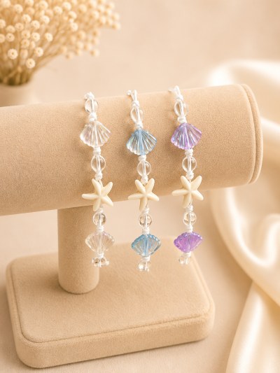BRACELET WITH STARFISH & OYSTER SHELL