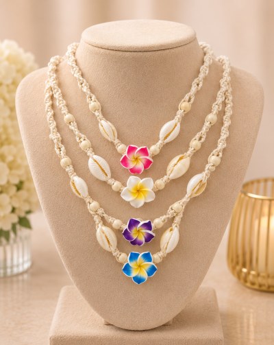 NECKLACE W/FRANGIPANI AND SHELL