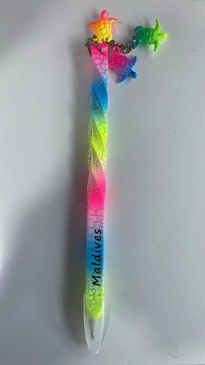 CRACKED NEON RAINBOW TWIST PEN - 3 PCS SEA TURTLE