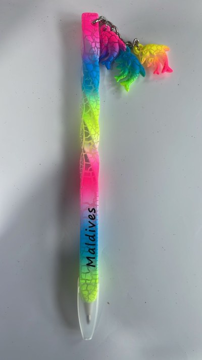 CRACKED NEON RAINBOW TWIST PEN - 3 PCS TWIN DOLPHI N